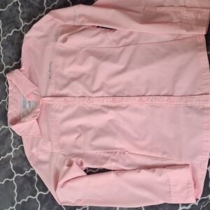 Columbia Pink Omni-shade Button-Up Shirt Size M